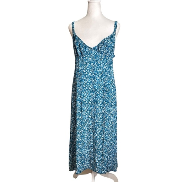 Princess Polly Georgia Blue Flroal Print Open Back Side Slit Midi Dress Size 10 - Picture 4 of 17